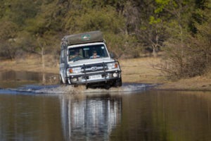 Botswana self drive safari through water
