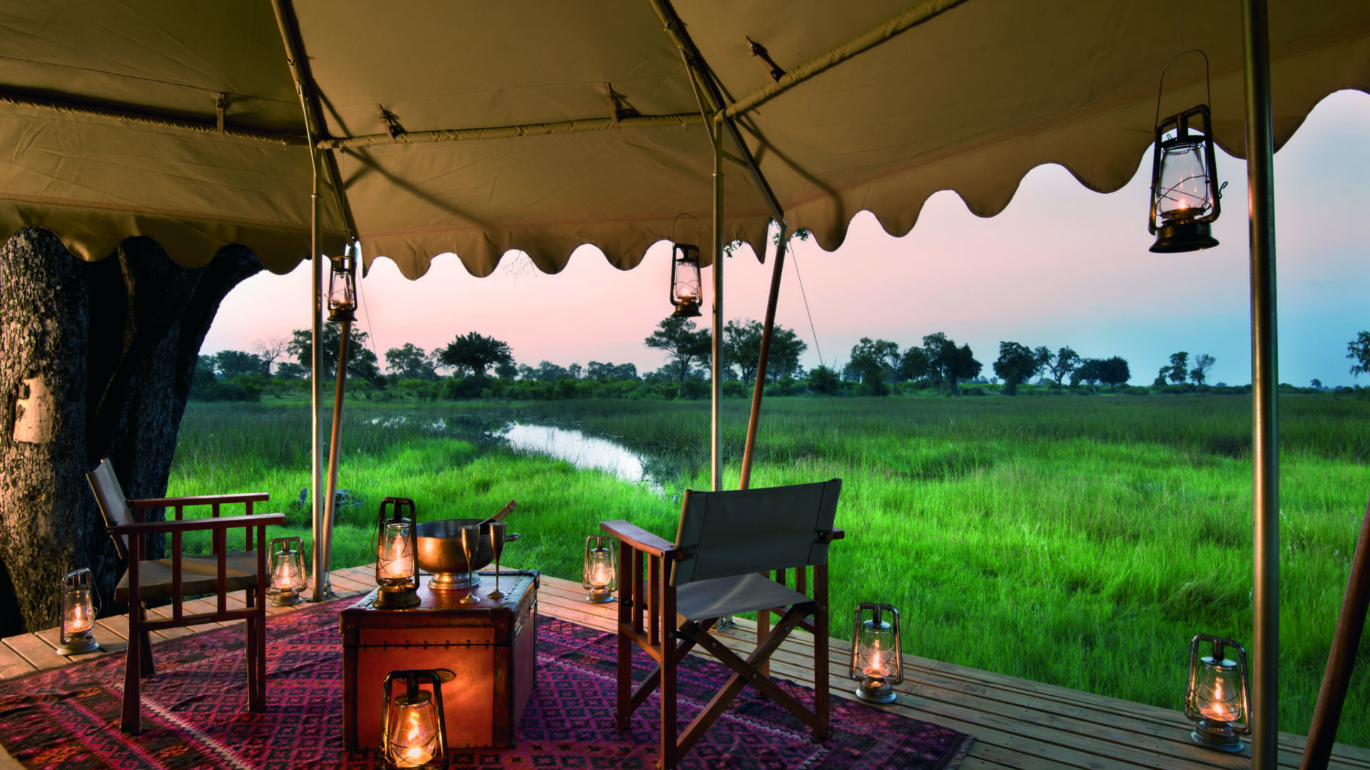 duba expedition camp botswana guest tent view