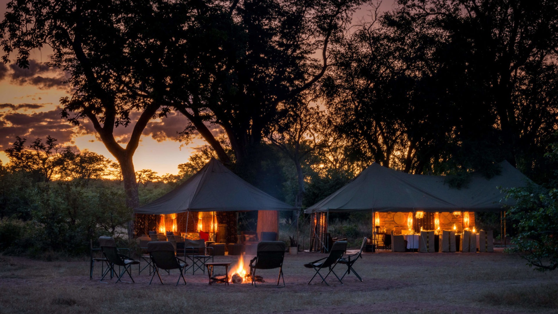 hwange bush camp main area night