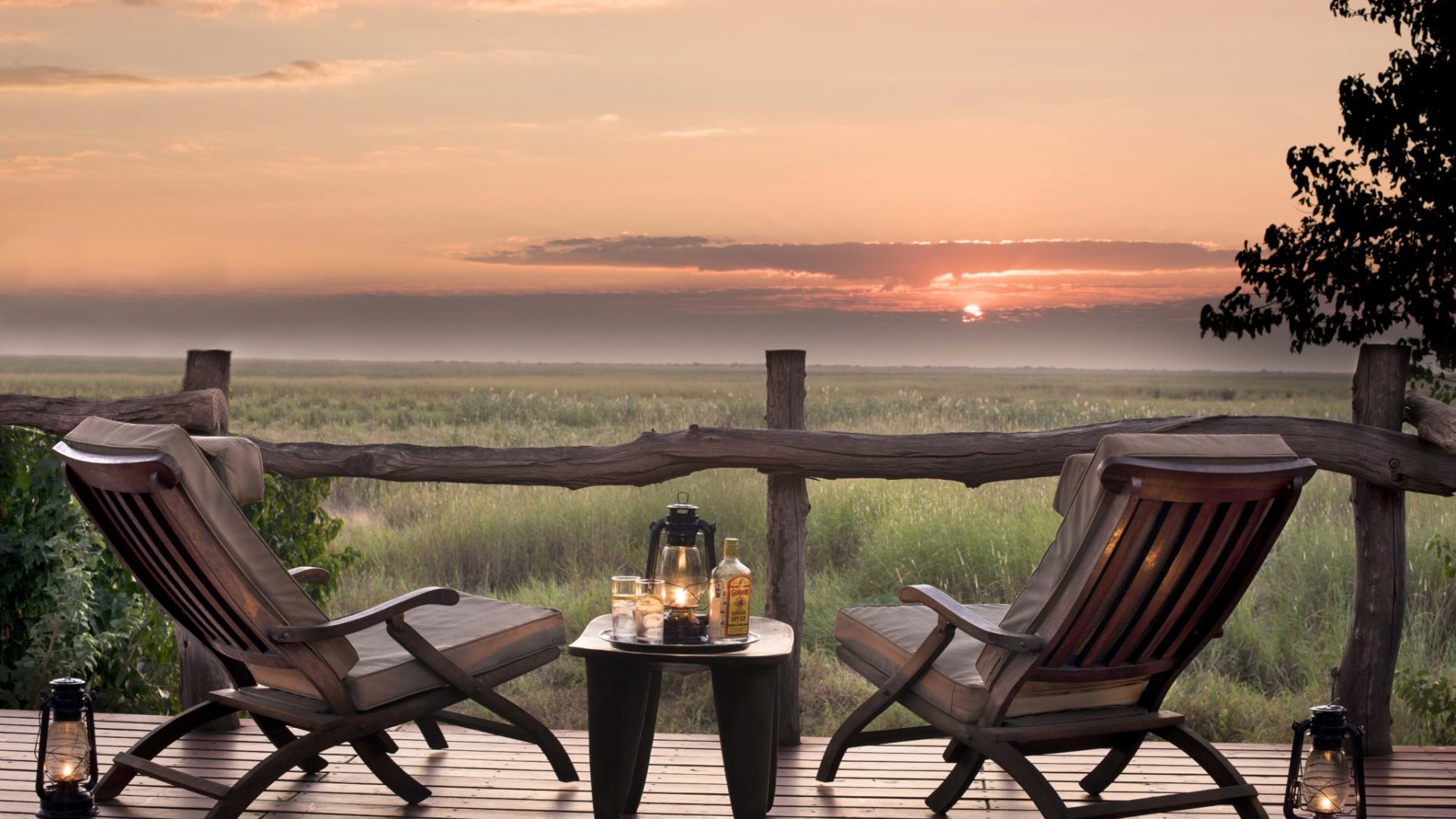 linyanti bush camp sundowner view