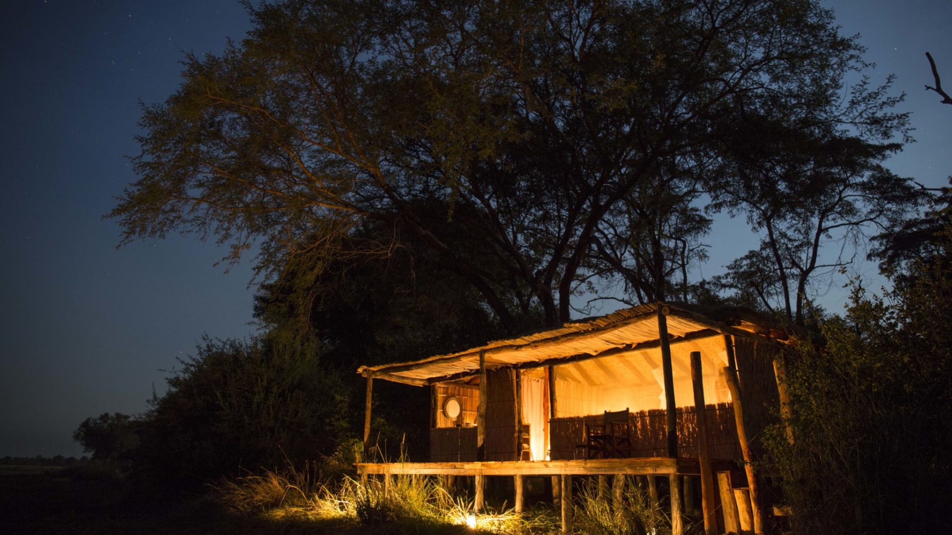 musekese kafue chalet night outside