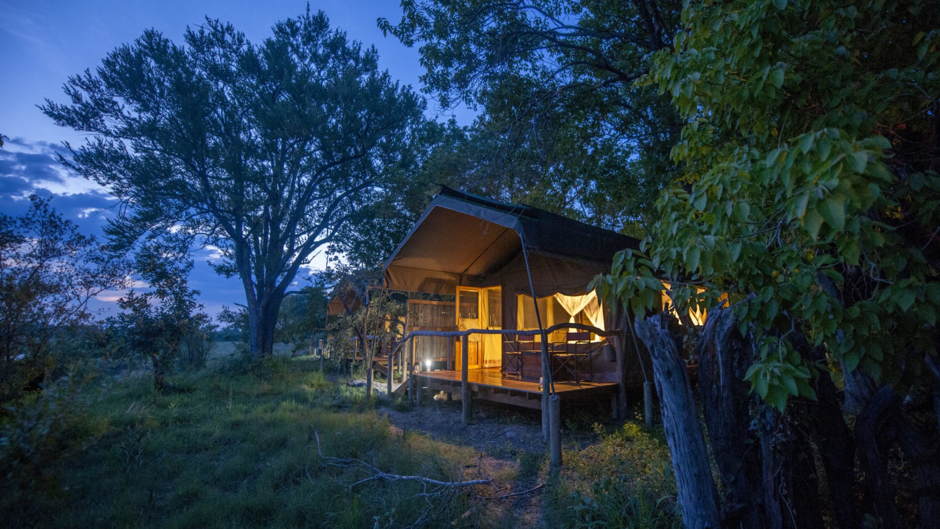 sango safari camp khwai tent night