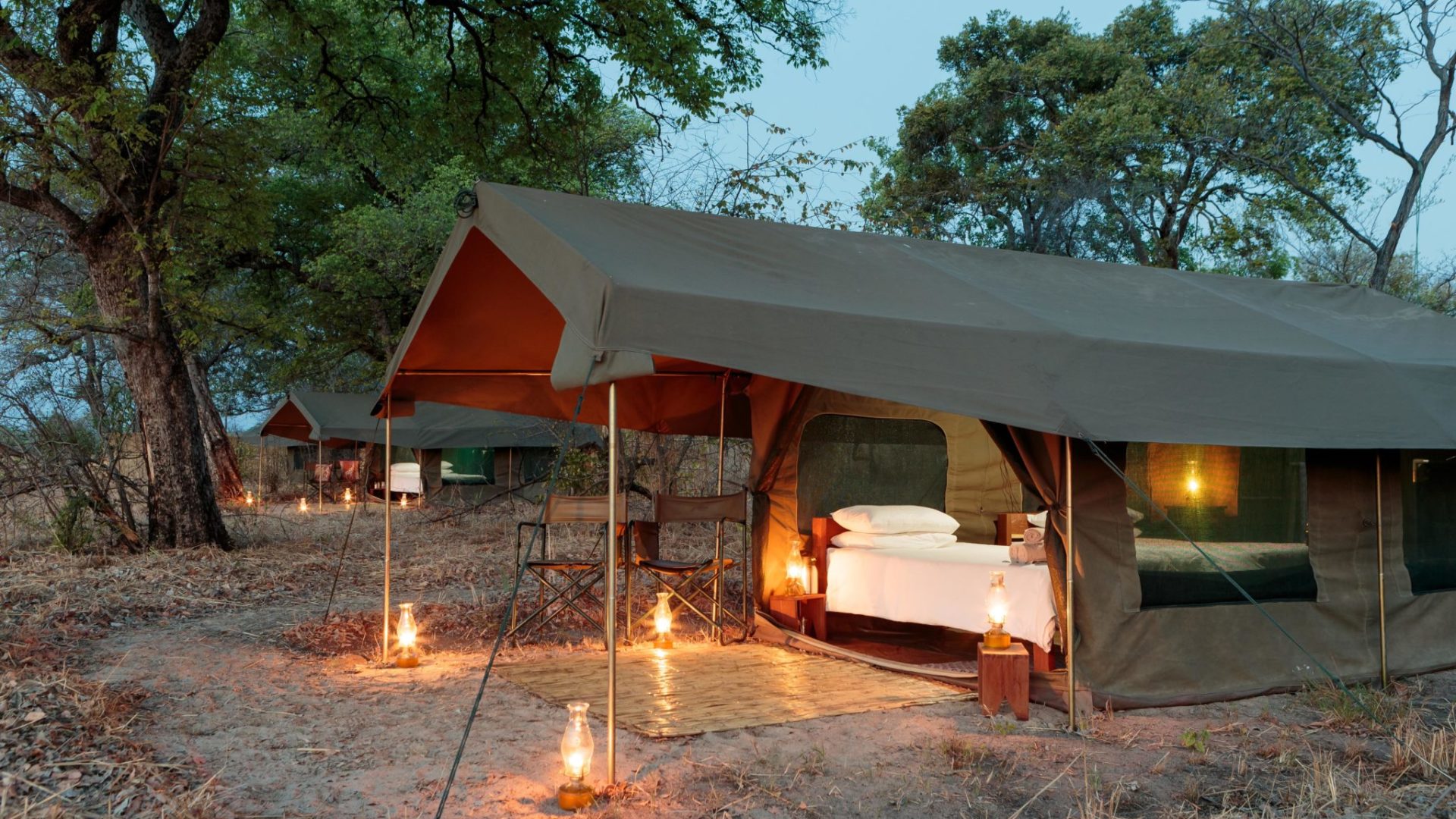 nkozi camp south luangwa tents lanterns