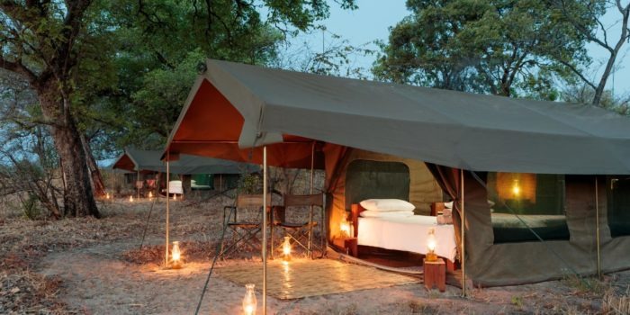 nkozi camp south luangwa tents lanterns