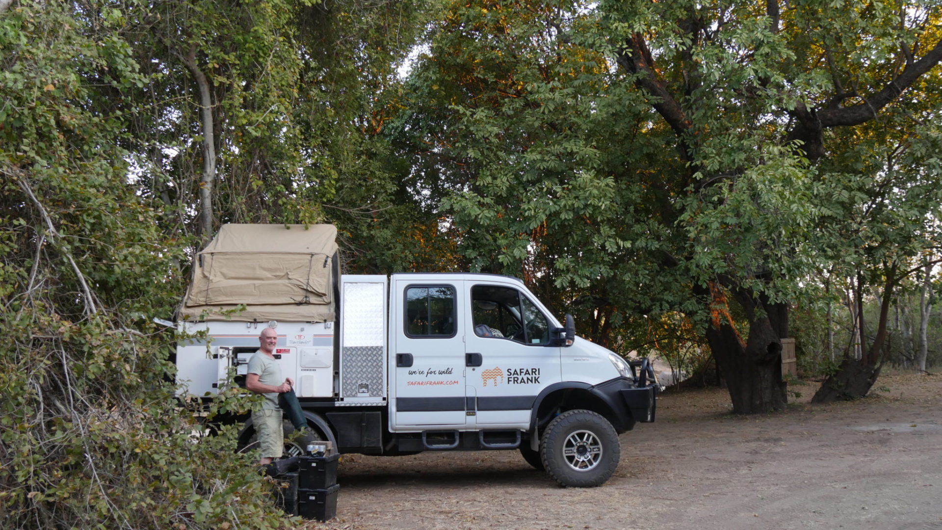 the frankmobil camp set up in bush