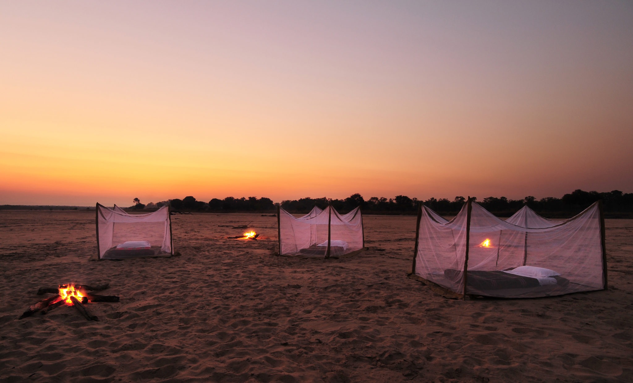 zambia south luangwa walking safari sleepout at sunset