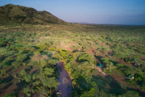banagi green camp tanzania aerial vast