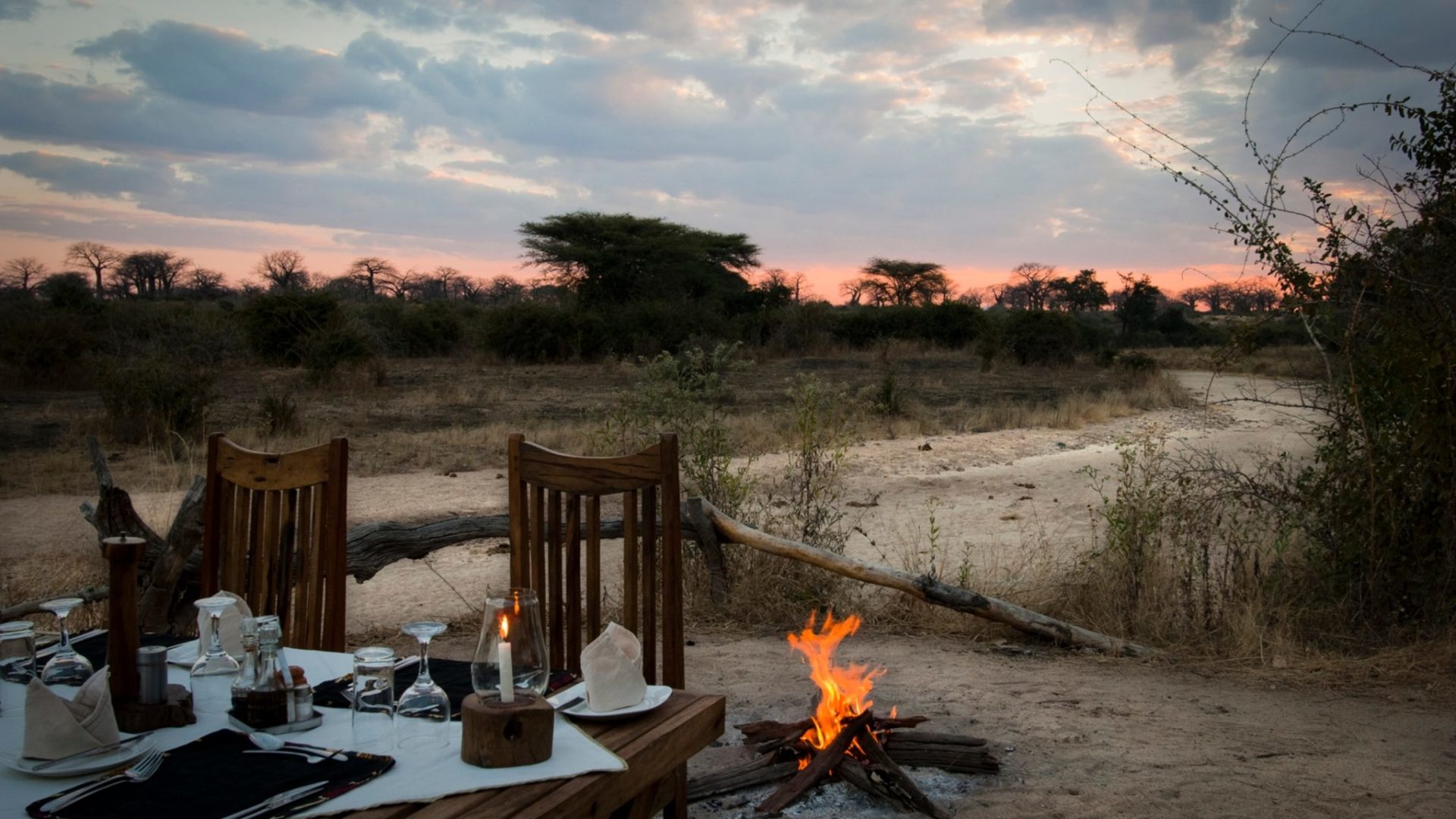 kigelia ruaha fireplace sunset