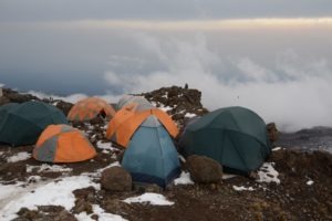 kilimanjaro climbing camp clouds