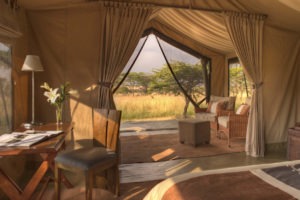 Naboisho Camp guest tent interior view out 4