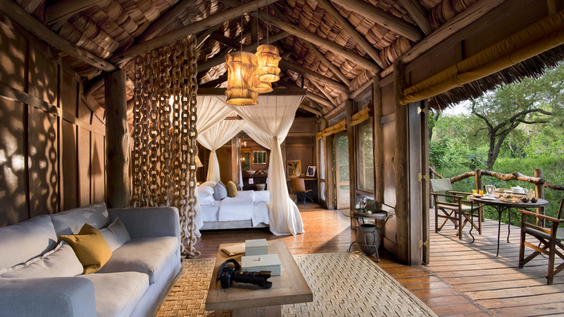 Treehouse Suite interior andBeyond Lake Manyara Tree Lodge